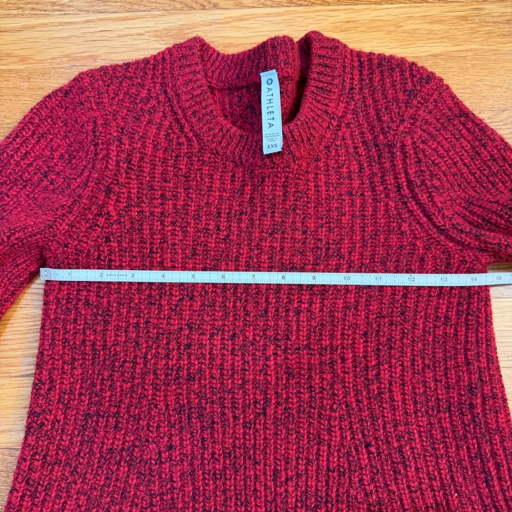 Athleta Sierra Crew Sweater in Candy Red Marl - Size XXS Wool Blend - Picture 3 of 7